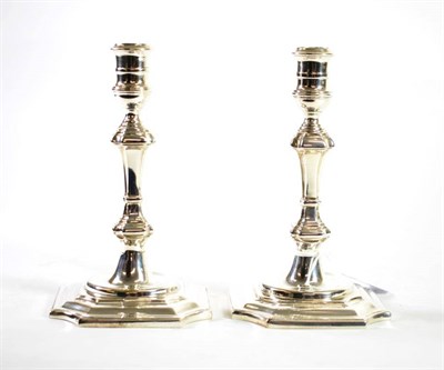 Lot 1480 - A Pair of Cast Silver Candlesticks of 18th Century Style, K M Silver, Birmingham 1990, the...