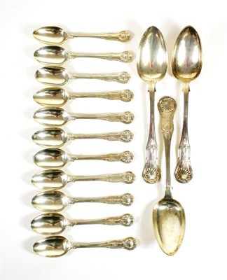 Lot 1489 - {} A Matched Set of Eleven William IV Silver King's Husk Pattern Teaspoons, 10 Jonathan Hayne,...