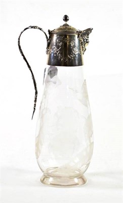 Lot 1490 - {} A Victorian Silver Mounted Glass Claret Jug, maker's mark C.F probably for Charles Favell,...