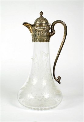 Lot 1507 - A Victorian Silver Mounted Glass Claret Jug, Horace Woodward & Co, Birmingham 1874, the mounted...