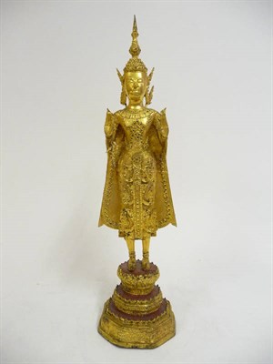 Lot 350 - A South East Asian Gilt Metal Figure of Boddhisatva, 19th/early 20th century, standing, her...