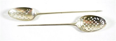 Lot 1517 - A George II Silver Fancy Back Mote Spoon, mid 18th Century; and A George III Silver Mote Spoon,...