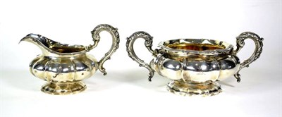 Lot 1519 - A George IV Silver Sugar Bowl and Cream Jug, Rebecca Emes & Edward Barnard, London 1827, of...