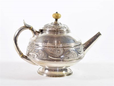 Lot 1520 - A Victorian Silver Teapot, John Hardman & Co, Birmingham 1879, circular with angular spout on...