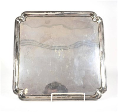 Lot 1528 - A Large Square Silver Salver, Thomas Bradbury & Sons, London 1911, plain with incuse corners on...