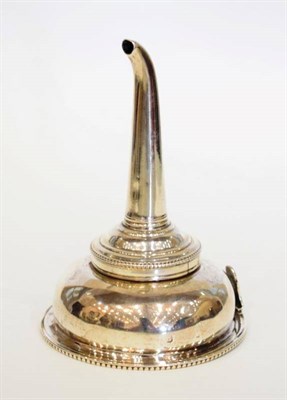 Lot 1534 - A George III Silver Wine Funnel, marks very rubbed, possibly Hester Bateman, London 1782, with bead