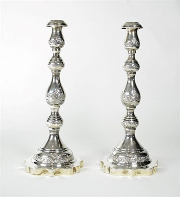 Lot 1538 - A Pair of George V Silver Sabbath Candlesticks, Aaron Taitelbaum, London 1926, with foliate...