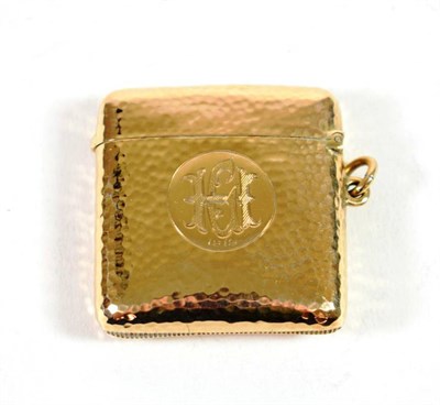 Lot 1557 - ~ A 9ct Gold Vesta Case, makers mark G&C, possibly for Green & Cadbury, Chester 1911, with...