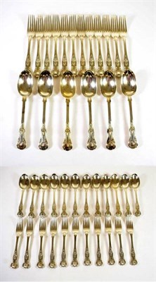 Lot 1576 - A Part Service of Victorian Silver King's Pattern Flatware, Francis Higgins, London 1880/81,...