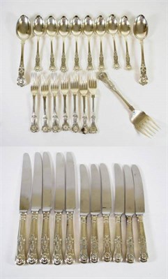 Lot 1579 - A Matched Set of Six Silver Kings Pattern Dessert Forks, various makers, London 1829-1842, some...