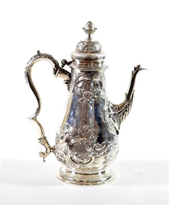 Lot 1581 - A George III Silver Coffee Pot, mark probably that of Edmund Vincent, London 1768, baluster...