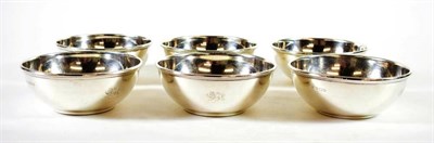 Lot 1586 - A Set of Six Silver Finger Bowls, Goldsmiths & Silversmiths, London 1926/27, with reeded border and