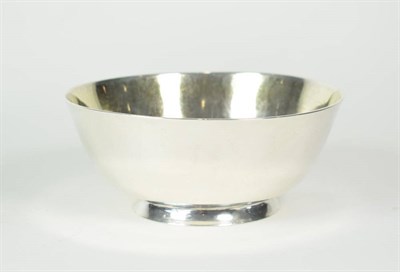 Lot 1590 - A Silver Bowl, apparently unmarked, plain and of good gauge, with slightly everted rim, on...