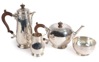 Lot 1596 - A Silver Four Piece Tea Service, F T Ray & Co, London 1936, modelled in the 18th Century style, the