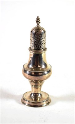 Lot 1604 - A George III Silver Pepper Pot, Hester Bateman, London 1785, baluster shape with bead borders,...