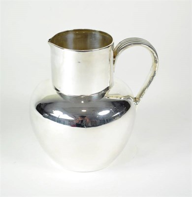 Lot 1620 - A Late Victorian Silver Water or Beer Jug, Plante & Co, Birmingham 1898, with reeded handle, 15.5cm