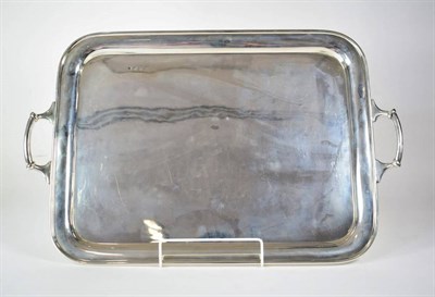 Lot 1629 - A Silver Twin Handled Tray, Viners Ltd, Birmingham 1928, plain rectangular with rounded...