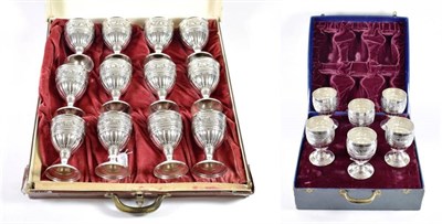 Lot 1631 - A Set of Twenty Four Continental Metalware Wine Goblets, in Two Sizes, the larger examples...