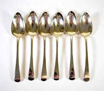 Lot 1634 - A Set of Six George III Silver Old English Pattern Tablespoons, Godbehere, Wigan & Boult,...