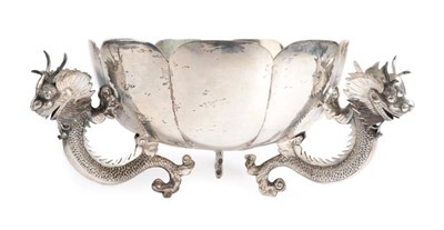 Lot 1637 - A Chinese Export Silver Bowl, Wing Nam & Co, Hong Kong, circa 1925, the plain lobed bowl on...