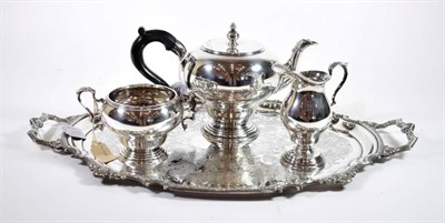 Lot 1658 - An Irish Silver Three Piece Tea Service, Royal Irish Silver Co, Dublin, 1969, plain inverted...