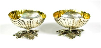 Lot 1659 - A Pair of Continental Silver Shell Salts, indistinct maker's mark only IGT (?), late 18th...