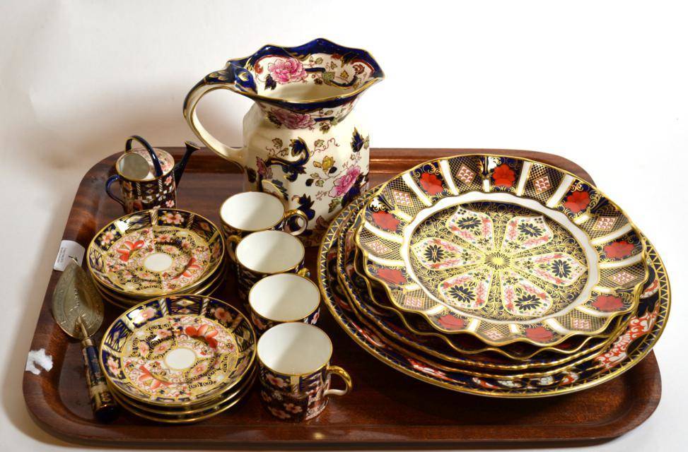 Lot 1 - A group of Royal Crown Derby Imari coffee cups and saucers; plates; watering can etc; and a...