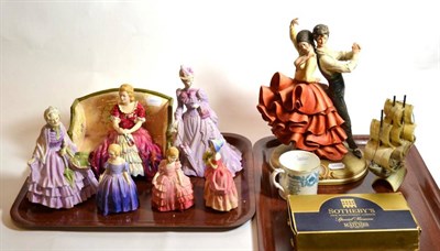 Lot 4 - Seven china figures including Royal Doulton Gentlewoman HN1632 and Paragon Lady Louise etc