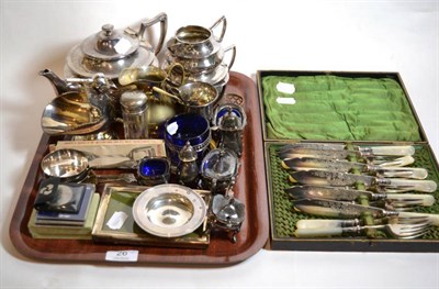 Lot 26 - A silver dish, a silver photograph frame, plated wares etc