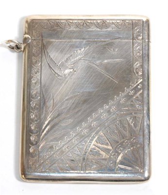 Lot 56 - A Victorian silver aesthetic movement card case, with engraved decoration