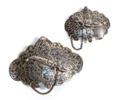 Lot 57 - Two Russian silver and niello buckles