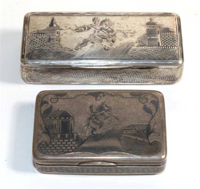 Lot 60 - Two Russian silver and niello snuff boxes