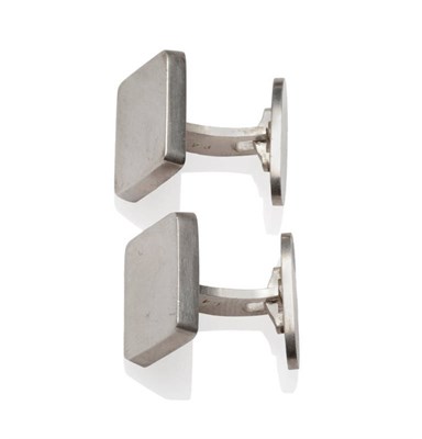 Lot 374 - A Pair of Cufflinks, by Georg Jensen, plain polished flat oblong tables on curved bars with a...