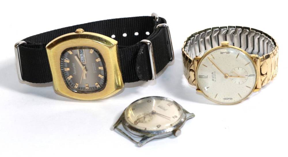 Lot 79 - Three 1970s wristwatches, Accurist, Avia etc
