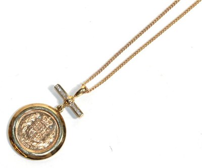 Lot 80 - A Jubilee half sovereign pendant on chain, chain length 46cm