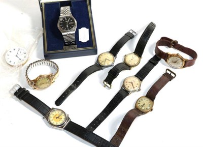 Lot 99 - A stainless steel automatic Seiko 5 wristwatch with Seiko box, Camy Plural automatic...