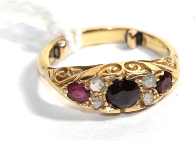 Lot 117 - A Victorian garnet ring, unmarked, sizing beads present