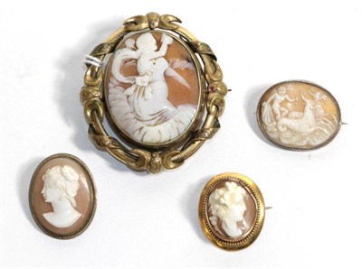 Lot 122 - Four cameo brooches, of varying sizes