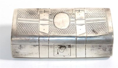 Lot 126 - A Russian silver tobacco box, 1874, with engraved trompe L'oeil decoration