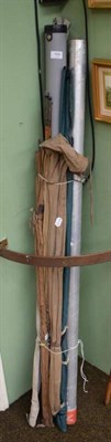 Lot 169 - A small group of split cane and other fishing rods, including salmon fly rods