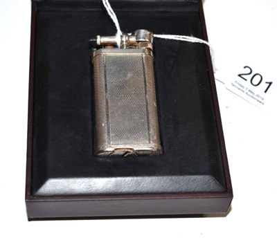 Lot 201 - A Dunhill lighter, numbered to the underside 490826, in a later Dunhill case