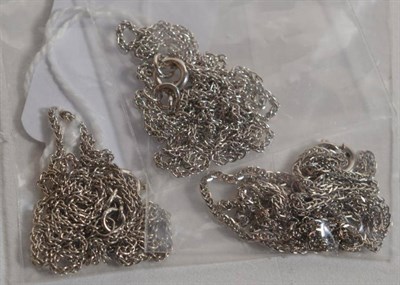 Lot 228 - Three 18 carat white gold fancy link chains, of varying lengths