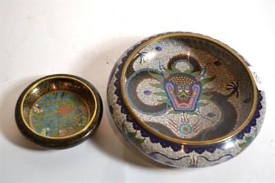 Lot 255 - A cloisonne enamel bowl; and a shallow cloisonne bowl (2)