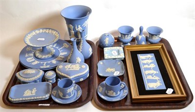 Lot 257 - A collection of Wedgwood blue jasperwares (21)