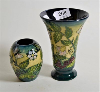 Lot 268 - Modern Moorcroft pottery: two 'Fruit Garden' pattern vases designed by Nicola Slaney, 15.5cm...