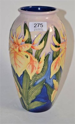 Lot 275 - Modern Moorcroft pottery: a 'Windrush' pattern vase designed by Debbie Hancock, 26cm (boxed)