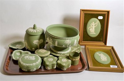 Lot 283 - A collection of Wedgwood green jasperwares (12)