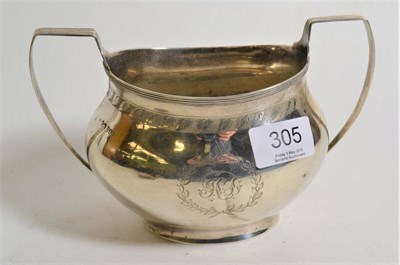 Lot 305 - A Victorian provincial twin handled sugar bowl, John Walton, Newcastle 1851, 18.5cm wide over...