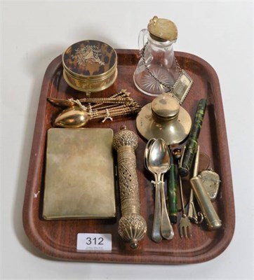 Lot 312 - A small miscellaneous collection of silver items including a tortoiseshell mounted dressing...