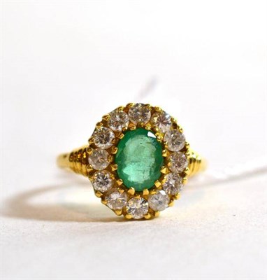 Lot 326 - An emerald and diamond ring, unmarked, finger size O1/2